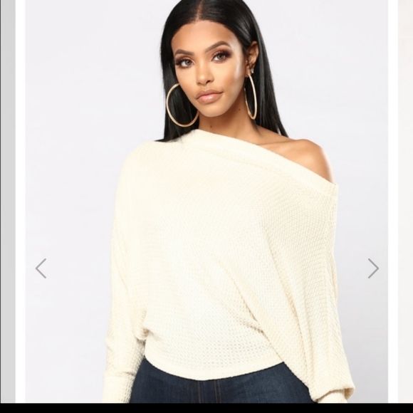 Off White (Stone) Soft & Sexy Off The Shoulder Waffle Knit Plus size 2Xl NWT - Picture 2 of 10